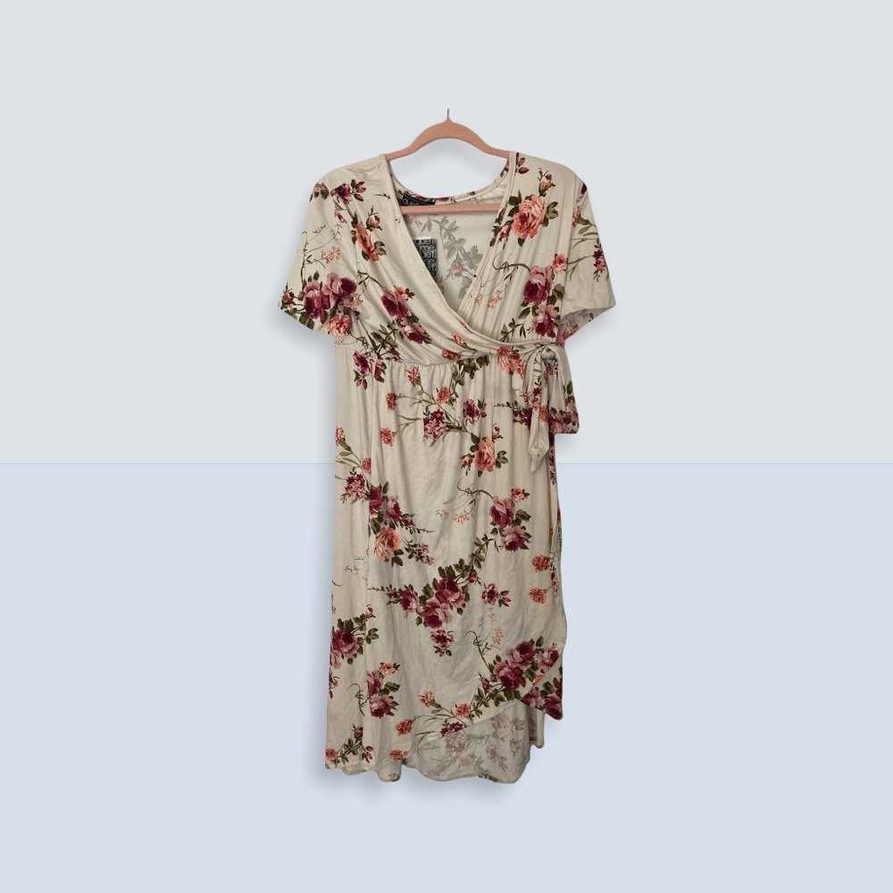 High Low Faux Wrap Maternity Dress